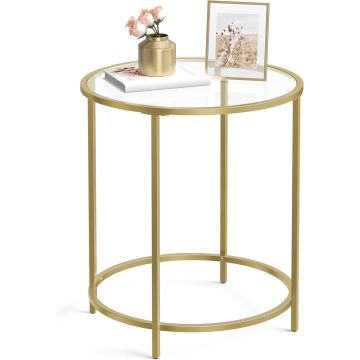 Table d'appoint ronde - verre trempé - 50x55x50 cm - or
