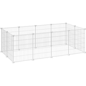 Cage métallique - chiot, cochon d'inde, hamster, lapin - grille métallique - blanc