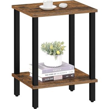 Table d'appoint - table de chevet - petite table basse - industrielle - vintage brun - 55x38x30 cm - table de banc
