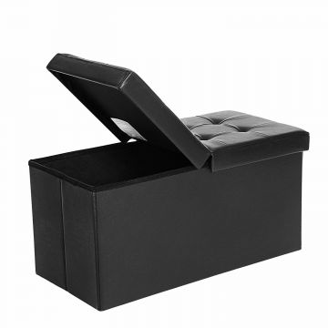 Pouf - éco-cuir  - pliable - sans pieds- 76 cm - noir