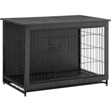 Banc pour chien - banc - niche pour chien - 98x65x68 cm - métal - bois - noir
