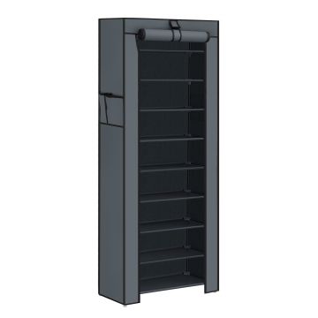 Meuble à chaussures - 27 paires de chaussures - 58x160x28 cm - gris