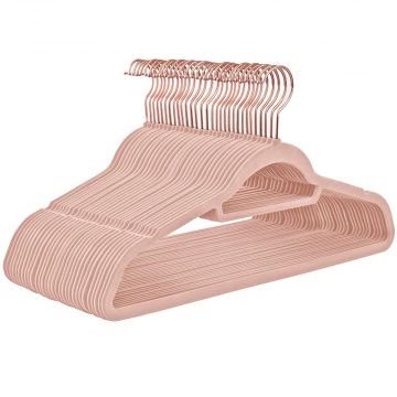 Cintres antidérapants - pliables - crochet rotatif - 30 pièces - rose