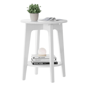 Table d’appoint – table de chevet – blanc – 40 x 50 cm (l x h) – petite table basse – table basse ronde – blanche – bois