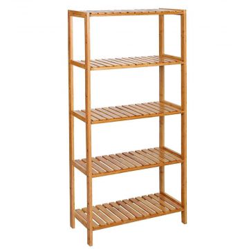 Armoire de salle de bain - 5 étagères - 60x130x26 cm - bambou