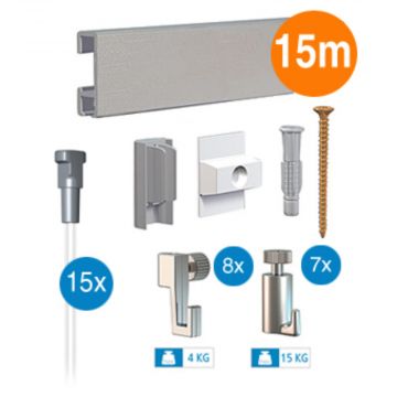 Artiteq - cimaise tableau - 15 m - click rail - gris argenté