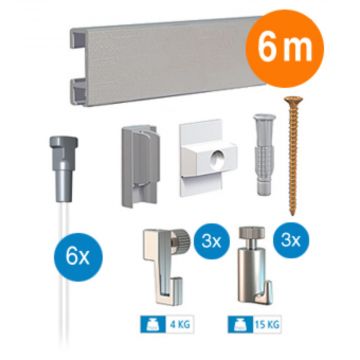Artiteq - cimaise tableau - 6 m - click rail - gris argenté