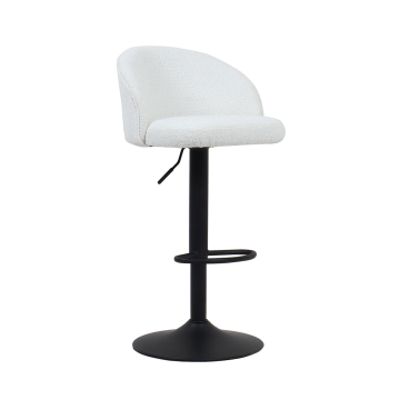 Tabourets de bar - chaises de bar - lot de 2 chaises de bar - chaises de bar réglables avec dossier - bouclé - blanc