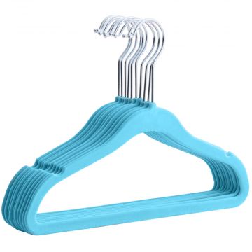 Cintres pour enfants - avec revêtements en velours - 20 pièces - bleu