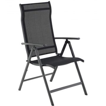 Chaise pliante - pliable - dossier réglable - noir