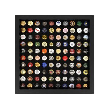 Cadre de collection de capsules de champagne – 100 pièces – rangement pour capsules de champagne – 40 x 40 x 3,30 cm – noir
