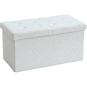 Pouf – tabouret avec rangement– banc en teddy – blanc