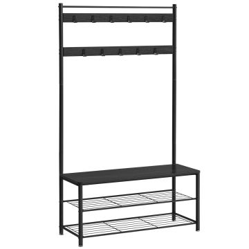Garde-robe - look industriel - 11 patères - 85x175x32 cm - noir