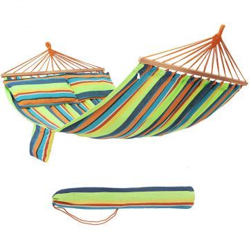 Hamac - 2 coussins - 210 x 150 cm - orange/vert