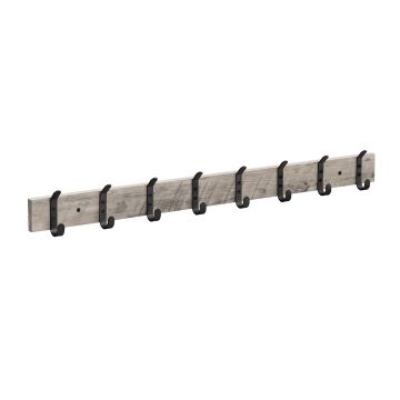 Porte-manteau mural - rétro - 16 crochets - 86x6,5x1,4 cm - chêne gris