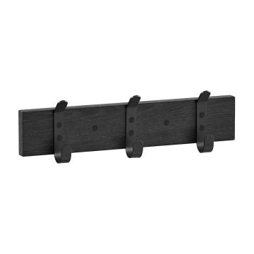 Porte-manteau mural - 6 crochets noirs - 33x6,5x1,5 cm - noir