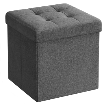 Pouf - boîte de rangement - gris - pouf avec espace de rangement - poufs - tabouret avec rangement
