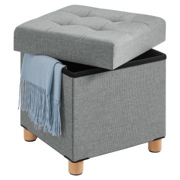 Pouf - pliable - avec pieds - tissu - 38 cm - gris clair