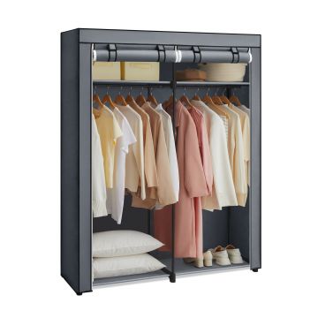 Armoire - pliable - tissu - 140x174x43 cm - gris