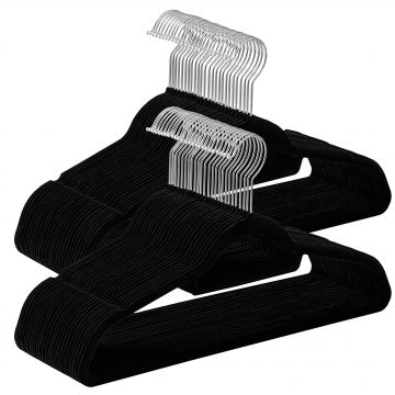 Cintres antidérapants - pliables - crochet rotatif - 100 pièces - noir