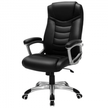 Chaise de bureau design de luxe - cuir artificiel - robuste - noir