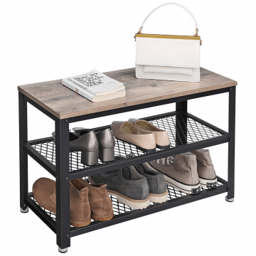 Meuble à chaussures - look industriel - 73x45x30 cm - gris clair