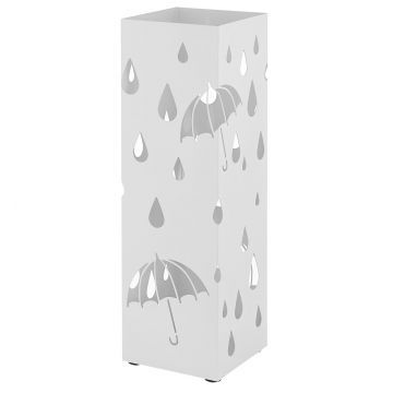 Porte-parapluie en métal - avec bac de récupération d'eau - blanc
