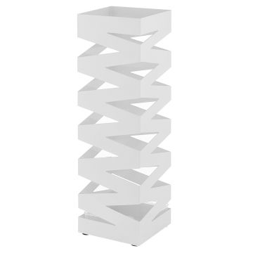 Porte-parapluie en métal - avec bac de récupération d'eau - design tendance - blanc