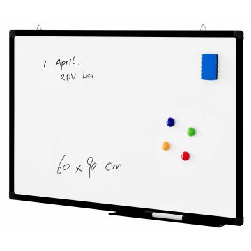 Tableau blanc magnétique - 60x90 cm - noir