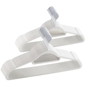 ACAZA lot de 50 cintres recouverts de velours, cintres ultra-minces et antidérapants, cintres pour manteaux avec barre pour pantalons ou jupes, blanc ivoire.