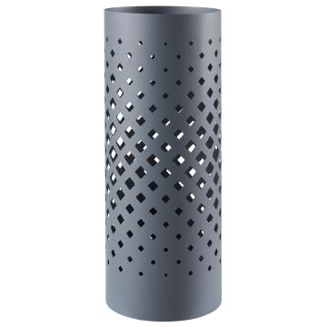 Porte-parapluie design en métal - rond - à trous - avec bac à eau - noir 