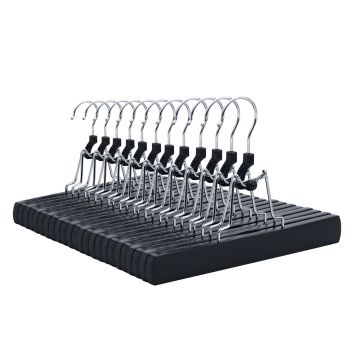 Cintres à pinces – lot de 12 – antidérapants – bois durable 100 % certifié FSC – noir