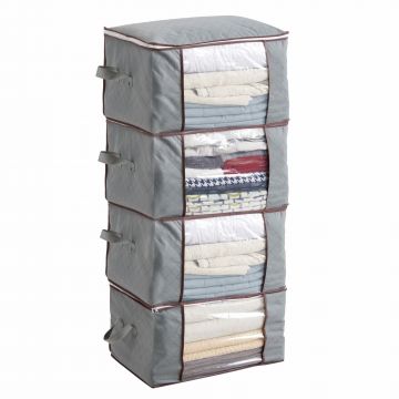 Sacs de rangement pliables - lot de 4 - avec poignée et fermeture éclair - idéal pour vêtements, literie, couettes, oreillers