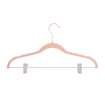 Cintres - cintres avec pinces - 20 pièces - rose - velours/velvet - antidérapants