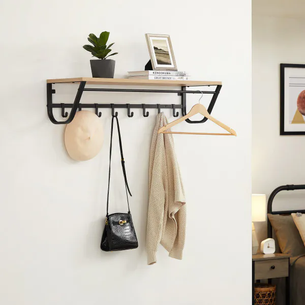 ANVODE 2 Pièce Porte Manteau Bois Mural de 4 Crochets Rétractables