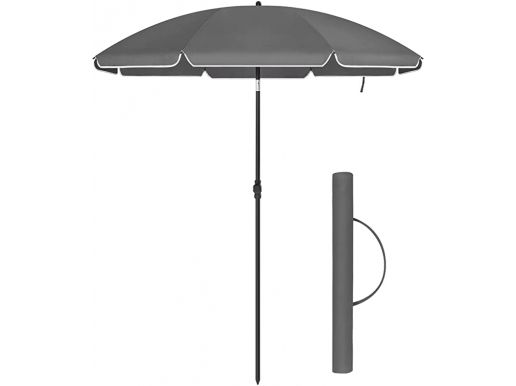 Parasol - Ø 180 cm - octogonal - inclinable - avec sac de transport - gris
