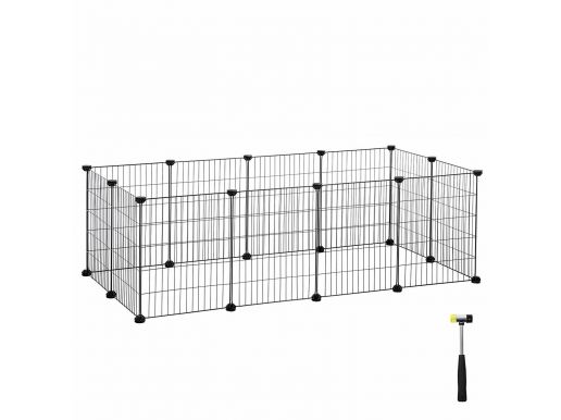 Cage métallique - pour cochon d'Inde, lapin, chiot - 143x46x73 cm - noir