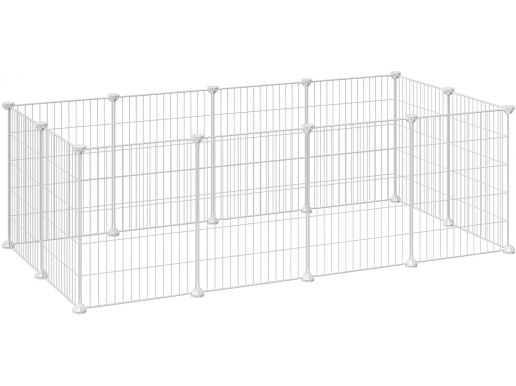 Cage métallique - chiot, cochon d'inde, hamster, lapin - grille métallique - blanc