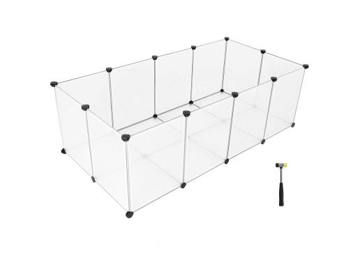 Cage métallique - pour cochon d'Inde, lapin, chiot - 143x46x73 cm - transparent