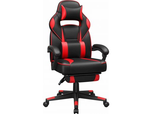 Chaise d'ordinateur - chaise gamer pour jour/bureau/travail à domicile - robuste - cuir artificiel - rouge