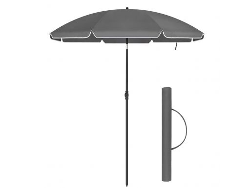 Parasol droit - Ø 180 cm - octogonal - inclinable - avec sac de transport - gris