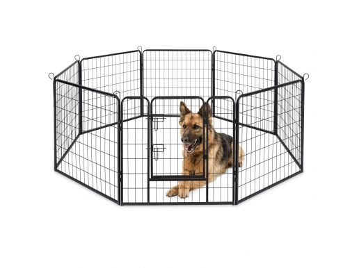 Enclos pour chien en 8 panneaux - niche pour chien - rond ou rectangulaire - hauteur 80 cm - noir