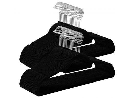 Cintres antidérapants - pliables - crochet rotatif - 100 pièces - noir