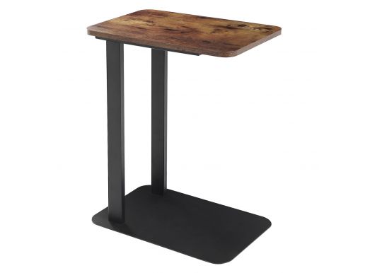 Table d'appoint - look vintage - base métallique - 50x60x35 cm - vintage brun