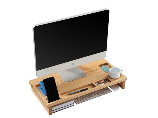 Deuxième chanc - Rehausseur d'écran - pour pc ou laptop - 60x8,7x30 cm - bambou