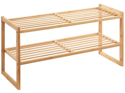  Support à chaussures ACAZA avec 2 couches pour 8 paires de chaussures, 57 cm de large, en bois de bambou