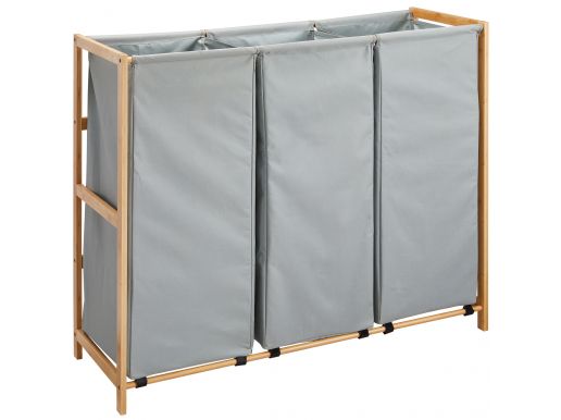 Panier à linge en bois - 180 litres - 3 niches - 99,5x82,5x38,5 - gris